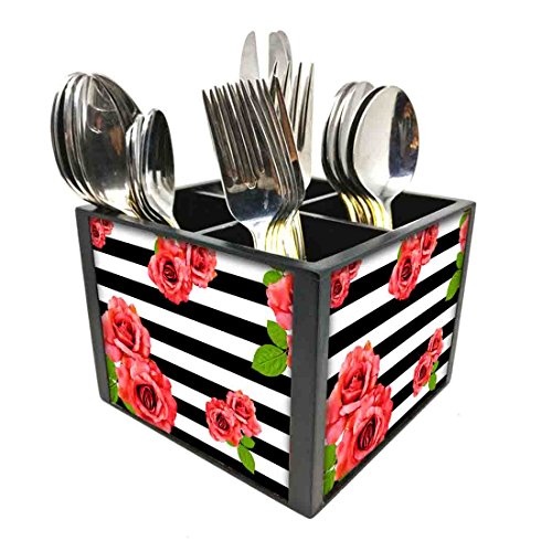 Nutcase Designer Cutlery Stand Holder Silverware Caddy-Spoons Forks Knives Organizer for Dining Table & kitchen W-5.75"x H -4.25"x L-5.5"