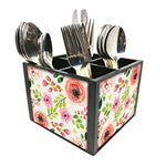 Nutcase Designer Cutlery Stand Holder Silverware Caddy-Spoons Forks Knives Organizer for Dining Table & kitchen W-5.75"x H -4.25"x L-5.5" - Baby Flower