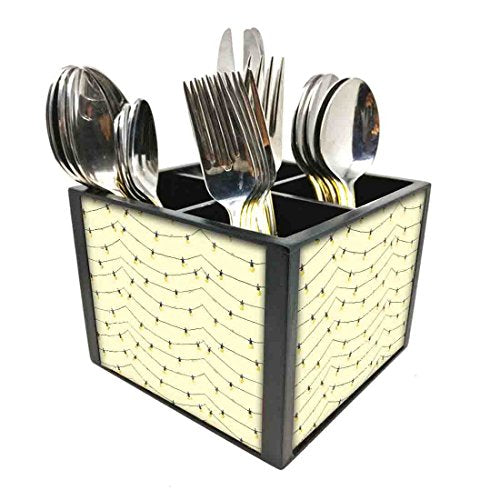 Nutcase Designer Cutlery Stand Holder Silverware Caddy-Spoons Forks Knives Organizer for Dining Table & kitchen W-5.75"x H -4.25"x L-5.5" - Lightning White