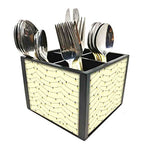 Nutcase Designer Cutlery Stand Holder Silverware Caddy-Spoons Forks Knives Organizer for Dining Table & kitchen W-5.75"x H -4.25"x L-5.5" - Lightning White