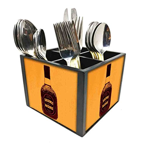Nutcase Designer Cutlery Stand Holder Silverware Caddy-Spoons Forks Knives Organizer for Dining Table & kitchen W-5.75"x H -4.25"x L-5.5" - Drunk Monk