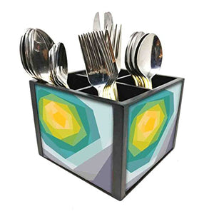 Nutcase Designer Cutlery Stand Holder Silverware Caddy-Spoons Forks Knives Organizer for Dining Table & kitchen W-5.75"x H -4.25"x L-5.5" - Abstract Flower