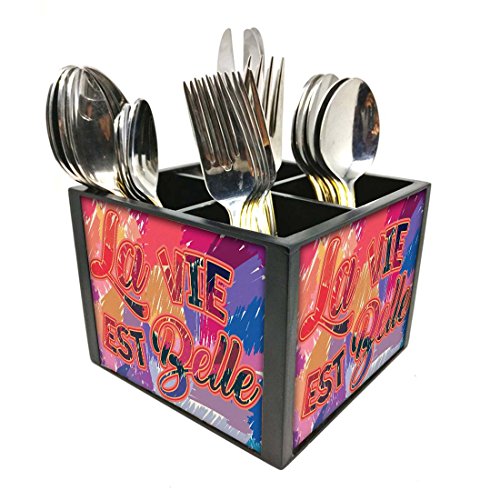Nutcase Designer Cutlery Stand Holder Silverware Caddy-Spoons Forks Knives Organizer for Dining Table & kitchen W-5.75"x H -4.25"x L-5.5" - La Vie Est Belle
