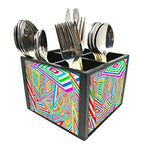 Nutcase Designer Cutlery Stand Holder Silverware Caddy-Spoons Forks Knives Organizer for Dining Table & kitchen -W-5.75"x H -4.25"x L-5.5"-SPOONS NOT INCLUDED - Kaleidoscope