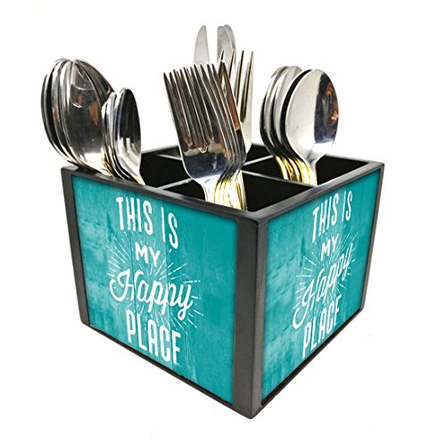 Nutcase Designer Cutlery Stand Holder Silverware Caddy-Spoons Forks Knives Organizer for Dining Table & kitchen -W-5.75"x H -4.25"x L-5.5"-SPOONS NOT INCLUDED - This My Happy Place