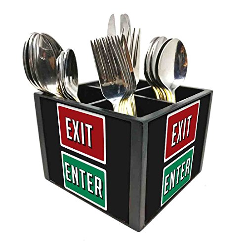 Nutcase Designer Cutlery Stand Holder Silverware Caddy-Spoons Forks Knives Organizer for Dining Table & kitchen W-5.75"x H -4.25"x L-5.5" - Entry Exit