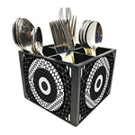Nutcase Designer Cutlery Stand Holder Silverware Caddy-Spoons Forks Knives Organizer for Dining Table & kitchen W-5.75"x H -4.25"x L-5.5" - Circle Black