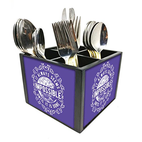 Nutcase Designer Cutlery Stand Holder Silverware Caddy-Spoons Forks Knives Organizer for Dining Table & kitchen W-5.75"x H -4.25"x L-5.5" - Impossible
