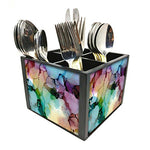 Nutcase Designer Cutlery Stand Holder Silverware Caddy-Spoons Forks Knives Organizer for Dining Table & kitchen -W-5.75"x H -4.25"x L-5.5"-SPOONS NOT INCLUDED - Alcohol Design INK Color