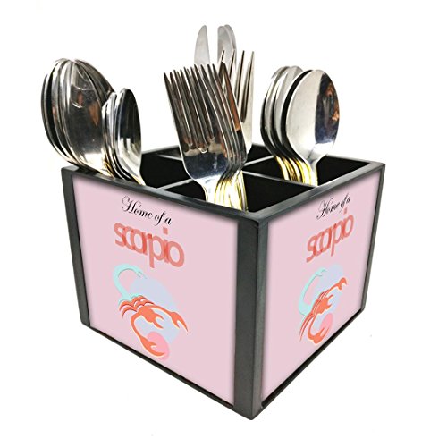 Nutcase Designer Cutlery Stand Holder Silverware Caddy-Spoons Forks Knives Organizer for Dining Table & kitchen W-5.75"x H -4.25"x L-5.5" - Scorpio