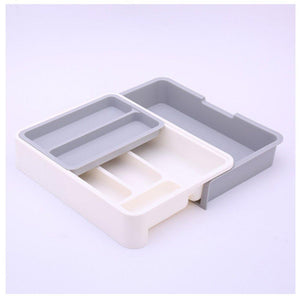 Buy now stock show expandable stackable movable adjustable plastic cutlery tray kitchen utensil drawer organizer tableware holder silverware storegrey