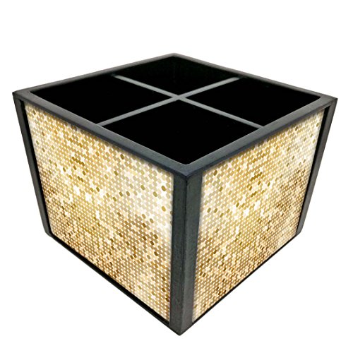 Nutcase Designer Cutlery Stand Holder Silverware Caddy-Spoons Forks Knives Organizer for Dining Table & kitchen W-5.75"x H -4.25"x L-5.5" - Gold Dots
