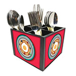 Nutcase Designer Cutlery Stand Holder Silverware Caddy-Spoons Forks Knives Organizer for Dining Table & kitchen W-5.75"x H -4.25"x L-5.5" - BreakFast Time Pink