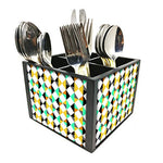 Nutcase Designer Cutlery Stand Holder Silverware Caddy-Spoons Forks Knives Organizer for Dining Table & kitchen W-5.75"x H -4.25"x L-5.5" - Abstract