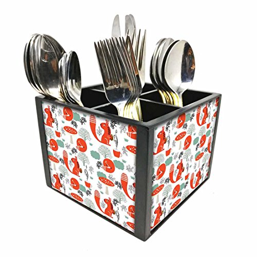 Nutcase Designer Cutlery Stand Holder Silverware Caddy-Spoons Forks Knives Organizer for Dining Table & kitchen -W-5.75"x H -4.25"x L-5.5"-SPOONS NOT INCLUDED - Autumn