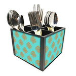 Nutcase Designer Cutlery Stand Holder Silverware Caddy-Spoons Forks Knives Organizer for Dining Table & kitchen -W-5.75"x H -4.25"x L-5.5"-SPOONS NOT INCLUDED - Mint & Orange Damask