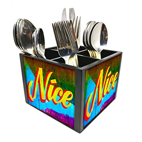 Nutcase Designer Cutlery Stand Holder Silverware Caddy-Spoons Forks Knives Organizer for Dining Table & kitchen -W-5.75"x H -4.25"x L-5.5"-SPOONS NOT INCLUDED - Nice