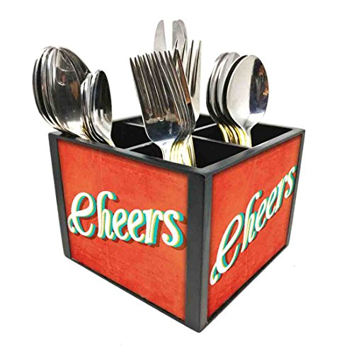 Nutcase Designer Cutlery Stand Holder Silverware Caddy-Spoons Forks Knives Organizer for Dining Table & kitchen W-5.75"x H -4.25"x L-5.5" - Cheers