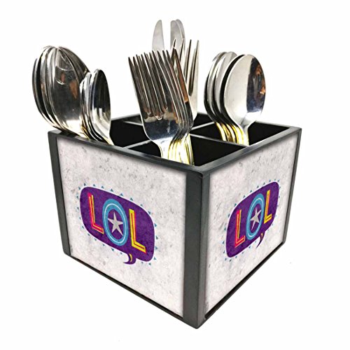 Nutcase Designer Cutlery Stand Holder Silverware Caddy-Spoons Forks Knives Organizer for Dining Table & kitchen -W-5.75"x H -4.25"x L-5.5"-SPOONS NOT INCLUDED - LOL