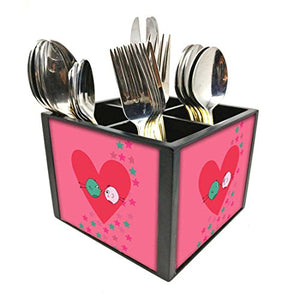 Nutcase Designer Cutlery Stand Holder Silverware Caddy-Spoons Forks Knives Organizer for Dining Table & kitchen -W-5.75"x H -4.25"x L-5.5"-SPOONS NOT INCLUDED - Cute Birds