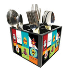 Nutcase Designer Cutlery Stand Holder Silverware Caddy-Spoons Forks Knives Organizer for Dining Table & kitchen W-5.75"x H -4.25"x L-5.5" - Robots