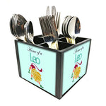 Nutcase Designer Cutlery Stand Holder Silverware Caddy-Spoons Forks Knives Organizer for Dining Table & kitchen W-5.75"x H -4.25"x L-5.5" - Leo