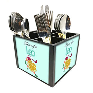 Nutcase Designer Cutlery Stand Holder Silverware Caddy-Spoons Forks Knives Organizer for Dining Table & kitchen W-5.75"x H -4.25"x L-5.5" - Leo