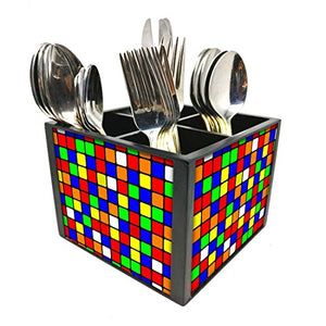 Nutcase Designer Cutlery Stand Holder Silverware Caddy-Spoons Forks Knives Organizer for Dining Table & kitchen -W-5.75"x H -4.25"x L-5.5"-SPOONS NOT INCLUDED - Colored Box
