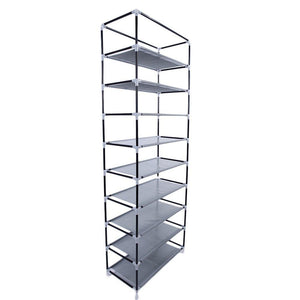 Great civilys 10 tier shoe tower rack with cover 27 pair space saving closet shoe storage boot organizer cabinet us stock black