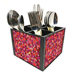 Nutcase Designer Cutlery Stand Holder Silverware Caddy-Spoons Forks Knives Organizer for Dining Table & kitchen -W-5.75"x H -4.25"x L-5.5"-SPOONS NOT INCLUDED - Dark Pink Marble Dots