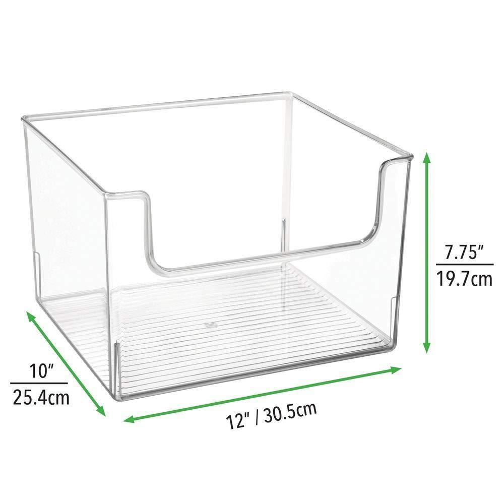 Discover mdesign deep plastic home storage organizer bin for cube furniture shelving in office entryway closet cabinet bedroom laundry room nursery kids toy room open front 12 wide 4 pack clear