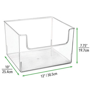 Discover mdesign deep plastic home storage organizer bin for cube furniture shelving in office entryway closet cabinet bedroom laundry room nursery kids toy room open front 12 wide 4 pack clear