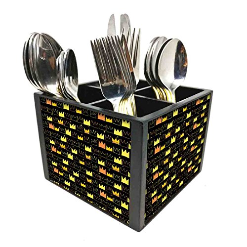 Nutcase Designer Cutlery Stand Holder Silverware Caddy-Spoons Forks Knives Organizer for Dining Table & kitchen W-5.75"x H -4.25"x L-5.5" - Crouns