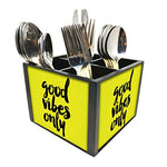 Nutcase Designer Cutlery Stand Holder Silverware Caddy-Spoons Forks Knives Organizer for Dining Table & kitchen -W-5.75"x H -4.25"x L-5.5"-SPOONS NOT INCLUDED - Good Vibes Only