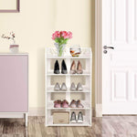 Heavy duty ejoyous 5 tier shoes rack white wood plastic modern space saving display shoe tower free standing shoes storage organizer closet shelves holder container for home office support hold 10 pair