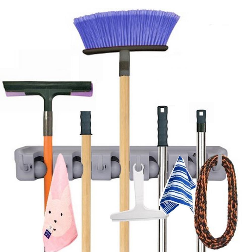 Storage organizer yantu mop and broom holder wall mounted garden tool storage tool rack storage organization for your home closet garage and shed holds up to 11 tools superior quality tool rack holds mops brooms or sports equipment 5 position