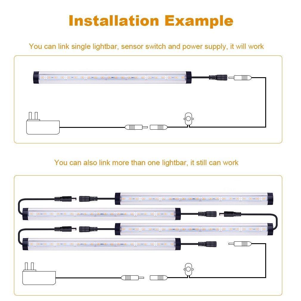 Buy now sunwow motion sensor led under cabinet lighting kit 4pcs extendable under counter led light bar for gun box locker closet shelf reception desk kitchen show case lighting white