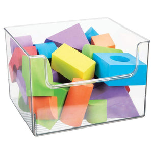 Buy now mdesign deep plastic home storage organizer bin for cube furniture shelving in office entryway closet cabinet bedroom laundry room nursery kids toy room open front 12 wide 4 pack clear