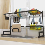Kitchen gmwsqj dish drying rack over sink display stand drainer stainless steel kitchen supplies storage shelf utensils holder black