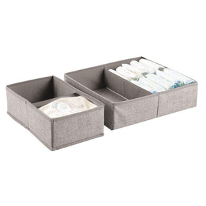 Featured mdesign soft fabric dresser drawer and closet storage organizer set for child kids room nursery playroom bedroom rectangular organizer bins with textured print set of 6 linen tan
