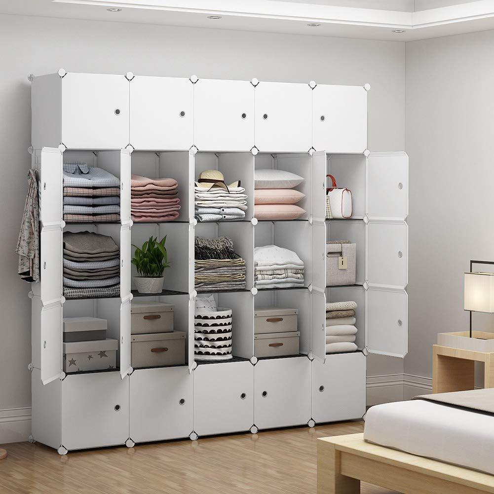 Shop here yozo modular closet portable wardrobe for teens kids chest drawer ployresin clothes storage organizer cube shelving unit multifunction toy cabinet bookshelf diy furniture white 25 cubes