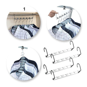 Budget 4pcs clothes hangers space saver closet organizer with vertical and horizontal options premium abs material in solid silver color