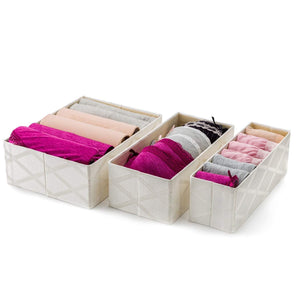 Kitchen foldable closet drawer organizer set of 3 storage containers moisture and dust proof storage baskets beautiful textured fabric sturdy build perfect for home and office galliana