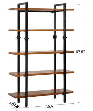 Amazon sprawl 5 tier vintage bookshelf free standing multi purpose open wooden book storage shelves ladder shelf closet organizer