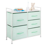 Latest mdesign wide dresser storage tower furniture metal frame wood top easy pull fabric bins organizer for kids bedroom hallway entryway closet dorm chevron print 5 drawers mint green white