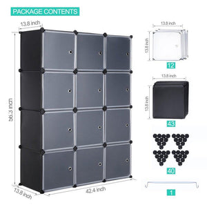 Get robolife 12 cubes organizer diy closet organizer shelving storage cabinet transparent door wardrobe for clothes shoes toys