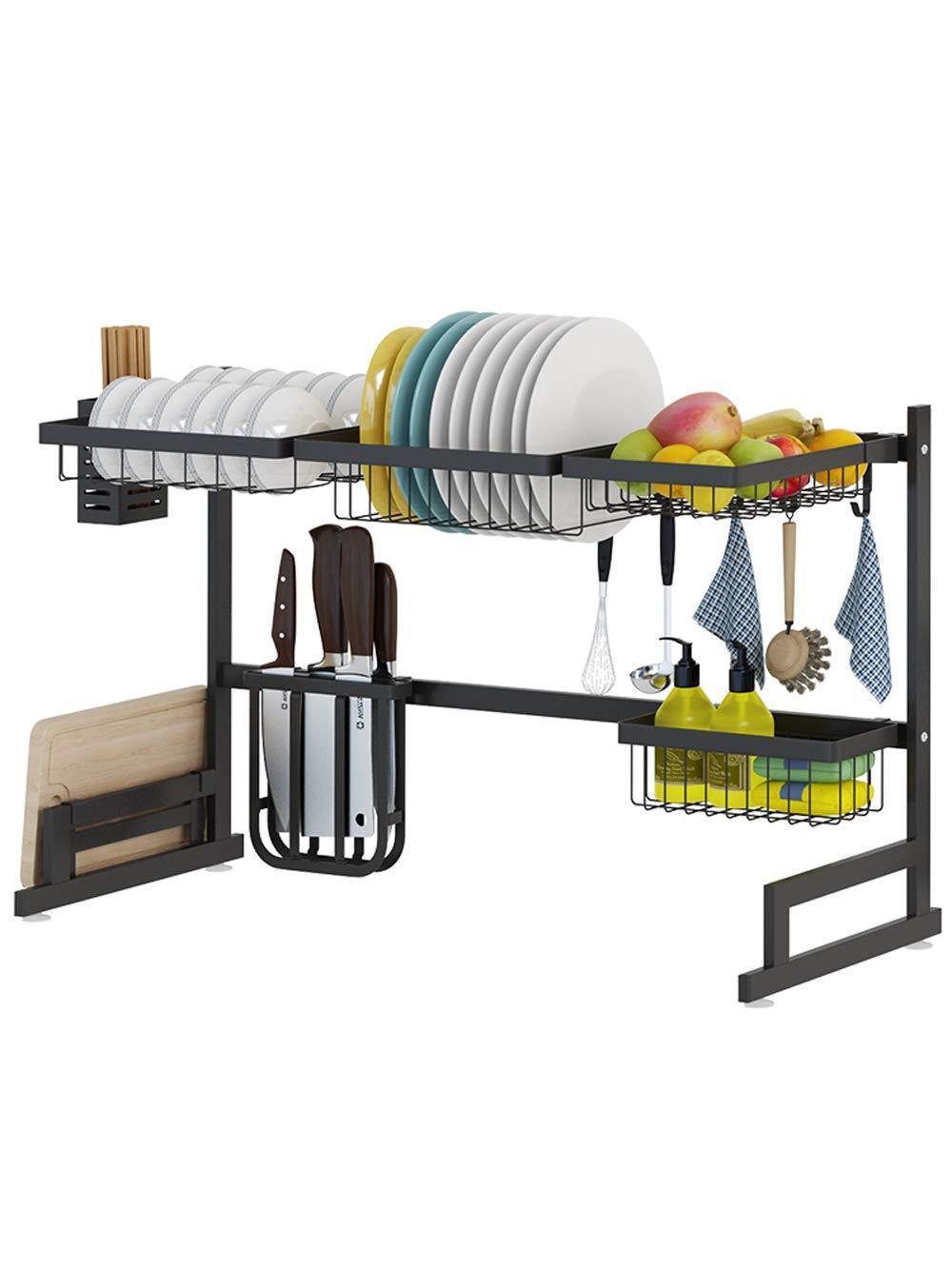 Shop stainless steel black dish drying rack over kitchen sink dishes and utensils draining shelf kitchen storage countertop organizer utensils holder kitchen space saver for sink 32 5inch