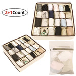 Results skyugle sock organizer underwear drawer divider 24 cell collapsible closet foldable clothes tie handkerchief wardrobe cabinet storage boxes beige 2 packs 1 mesh laundry bag for sock underwear