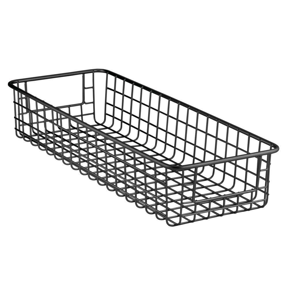 Top mdesign household wire drawer organizer tray storage organizer bin basket built in handles for kitchen cabinets drawers pantry closet bedroom bathroom 16 x 6 x 3 4 pack matte black