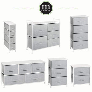 Amazon best mdesign wide dresser storage tower sturdy steel frame wood top easy pull fabric bins organizer unit for bedroom hallway entryway closets textured print 5 drawers gray white